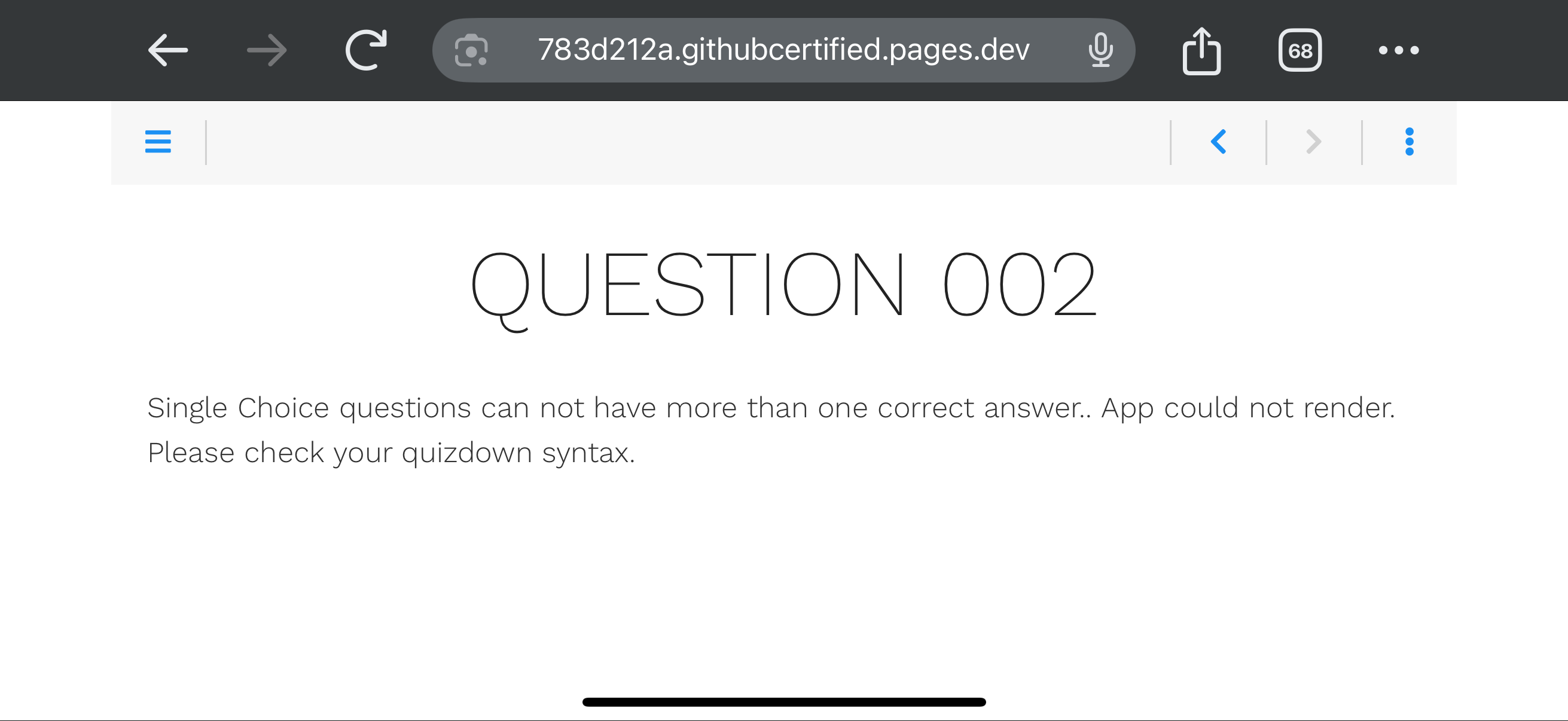 App could not render due to malformed question syntax
