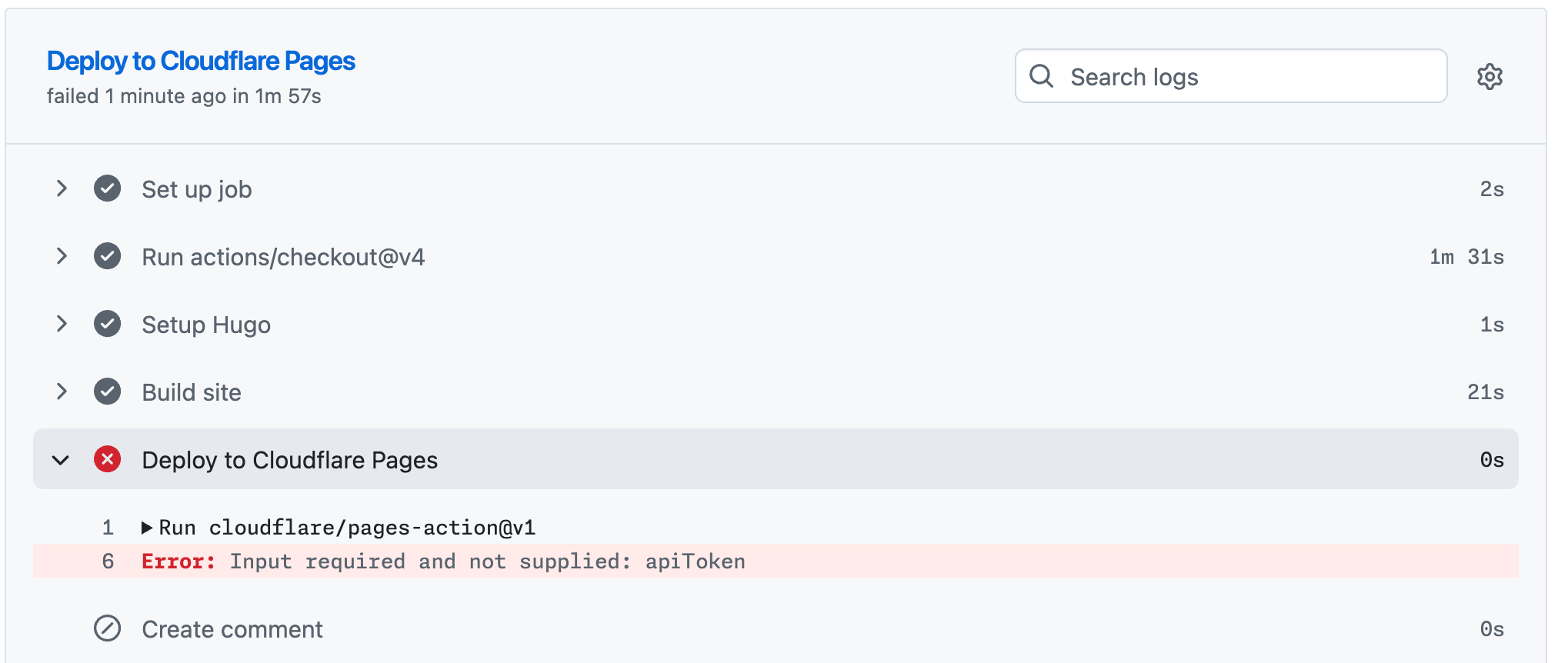 Cloudflare errors due to missing credentials on pull_request event